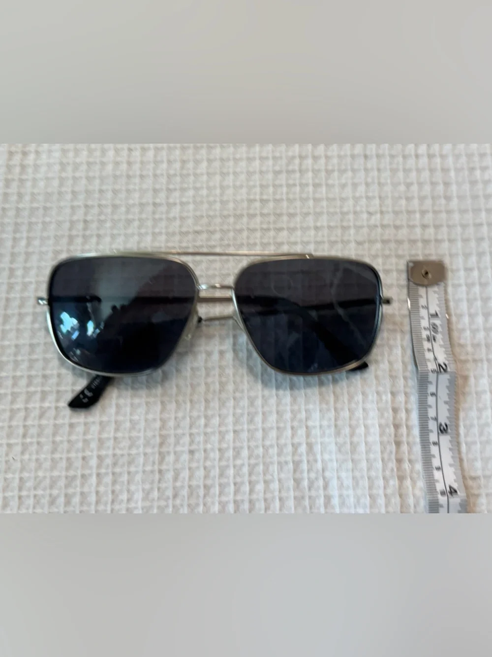 Vintage Silver metal Frame Sunglasses with Dark Blue Lenses - Picture 10 of 12